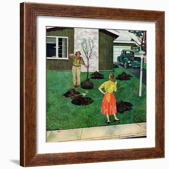 "Put the Tree There?", April 9, 1955-George Hughes-Framed Giclee Print