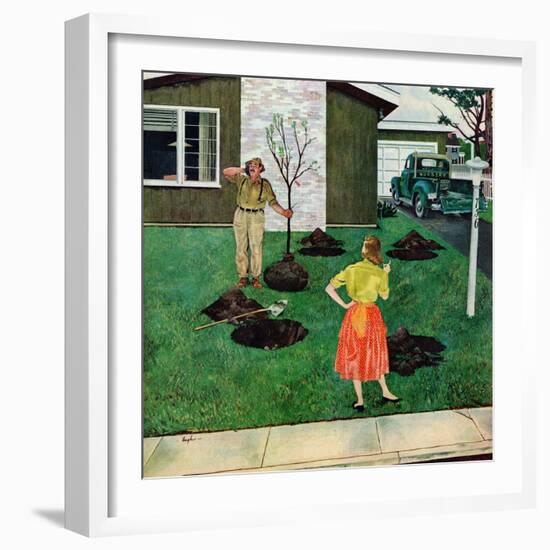 "Put the Tree There?", April 9, 1955-George Hughes-Framed Giclee Print