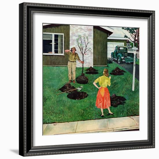 "Put the Tree There?", April 9, 1955-George Hughes-Framed Giclee Print