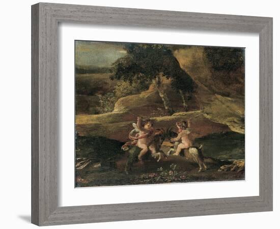 Putti Fighting on Goats-Nicolas Poussin-Framed Giclee Print