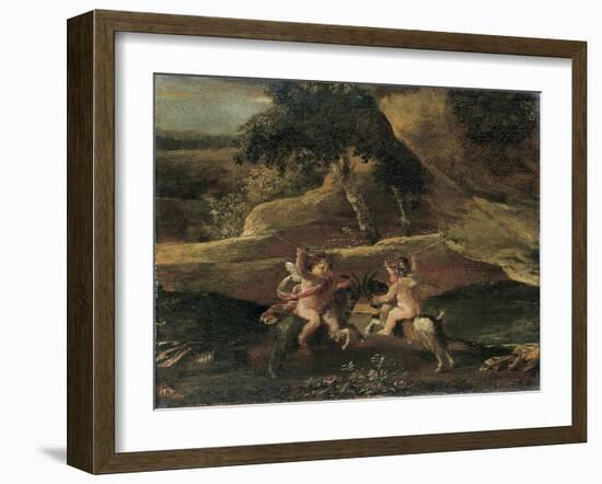 Putti Fighting on Goats-Nicolas Poussin-Framed Giclee Print