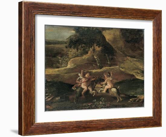 Putti Fighting on Goats-Nicolas Poussin-Framed Giclee Print