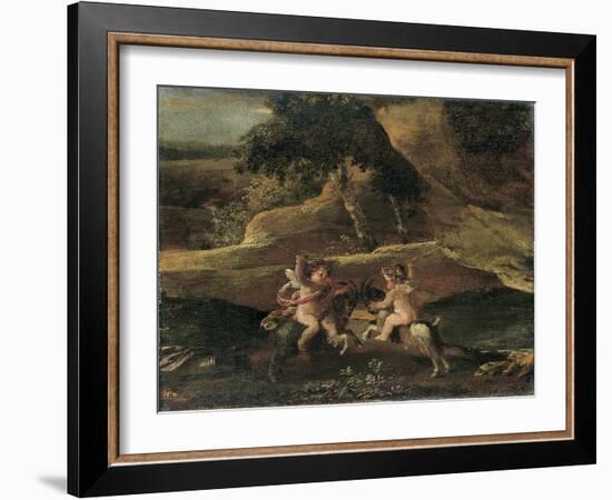 Putti Fighting on Goats-Nicolas Poussin-Framed Giclee Print