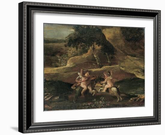 Putti Fighting on Goats-Nicolas Poussin-Framed Giclee Print