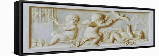 Putti Playing with Birds (Oil on Canvas)-Piat-Joseph Sauvage-Framed Premier Image Canvas