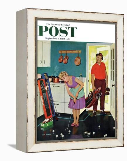 "Putting Around in the Kitchen," Saturday Evening Post Cover, September 3, 1960-Richard Sargent-Framed Premier Image Canvas