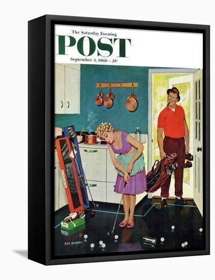 "Putting Around in the Kitchen," Saturday Evening Post Cover, September 3, 1960-Richard Sargent-Framed Premier Image Canvas