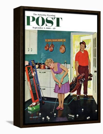 "Putting Around in the Kitchen," Saturday Evening Post Cover, September 3, 1960-Richard Sargent-Framed Premier Image Canvas