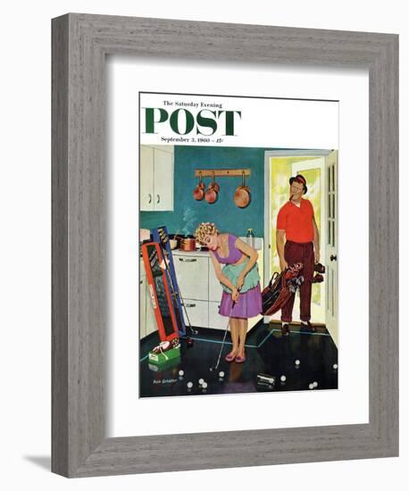 "Putting Around in the Kitchen," Saturday Evening Post Cover, September 3, 1960-Richard Sargent-Framed Giclee Print