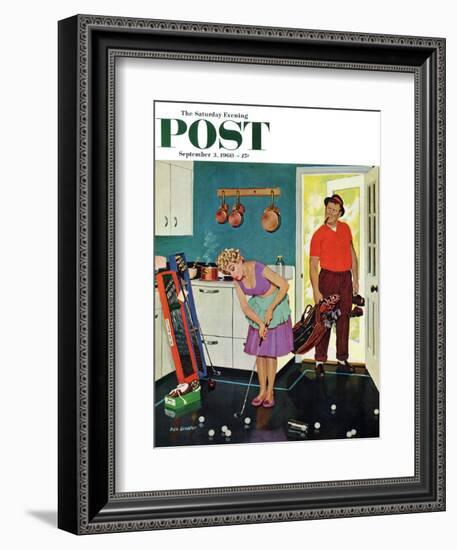 "Putting Around in the Kitchen," Saturday Evening Post Cover, September 3, 1960-Richard Sargent-Framed Giclee Print