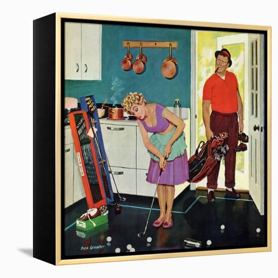 "Putting Around in the Kitchen," September 3, 1960-Richard Sargent-Framed Premier Image Canvas