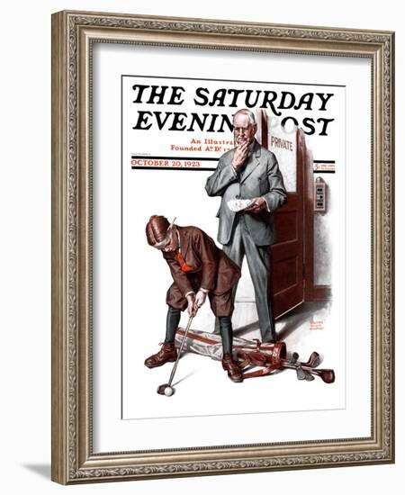 "Putting around the Office," Saturday Evening Post Cover, October 20, 1923-Walter Beach Humphrey-Framed Giclee Print