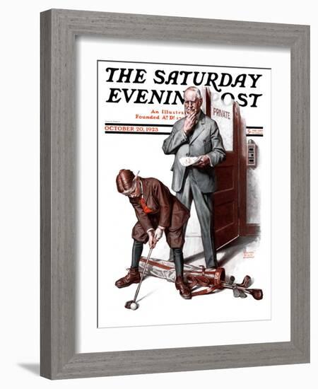 "Putting around the Office," Saturday Evening Post Cover, October 20, 1923-Walter Beach Humphrey-Framed Giclee Print