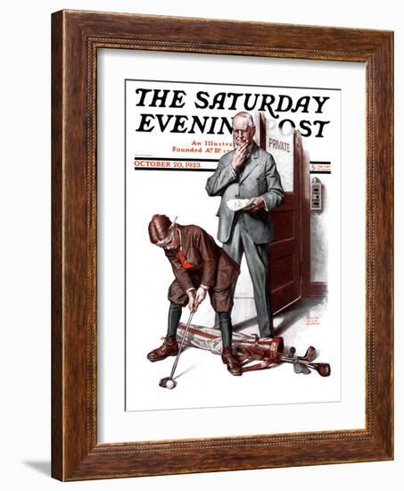 "Putting around the Office," Saturday Evening Post Cover, October 20, 1923-Walter Beach Humphrey-Framed Giclee Print