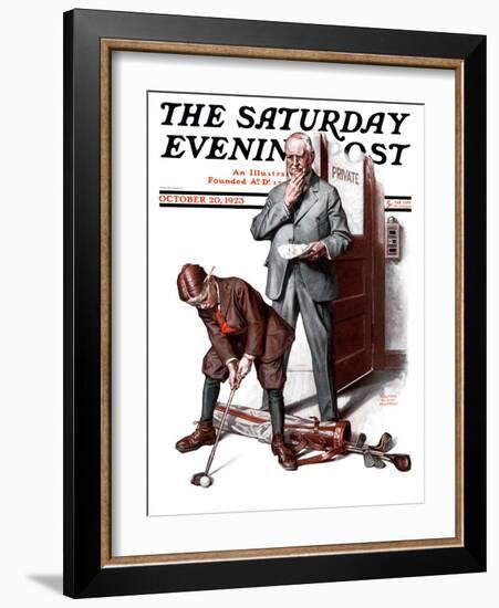 "Putting around the Office," Saturday Evening Post Cover, October 20, 1923-Walter Beach Humphrey-Framed Giclee Print