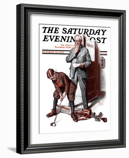 "Putting around the Office," Saturday Evening Post Cover, October 20, 1923-Walter Beach Humphrey-Framed Giclee Print