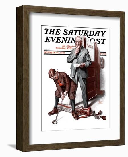 "Putting around the Office," Saturday Evening Post Cover, October 20, 1923-Walter Beach Humphrey-Framed Giclee Print