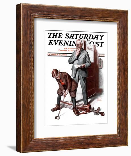 "Putting around the Office," Saturday Evening Post Cover, October 20, 1923-Walter Beach Humphrey-Framed Giclee Print