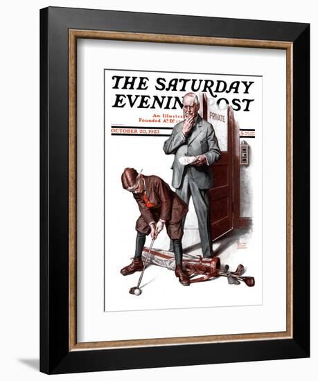 "Putting around the Office," Saturday Evening Post Cover, October 20, 1923-Walter Beach Humphrey-Framed Giclee Print