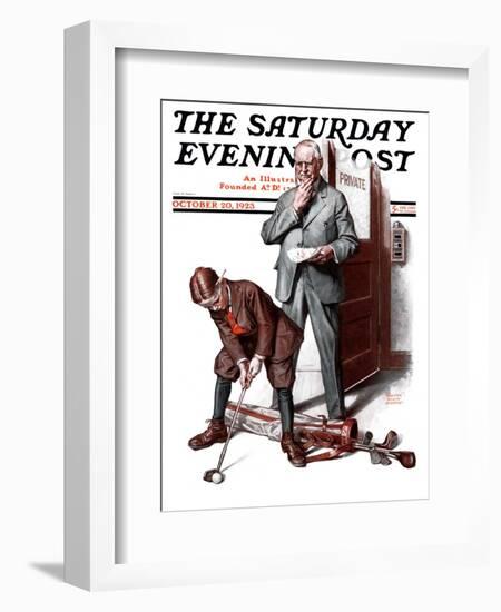 "Putting around the Office," Saturday Evening Post Cover, October 20, 1923-Walter Beach Humphrey-Framed Giclee Print