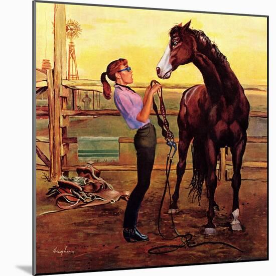 "Putting on the Bridle", July 20, 1957-George Hughes-Mounted Giclee Print