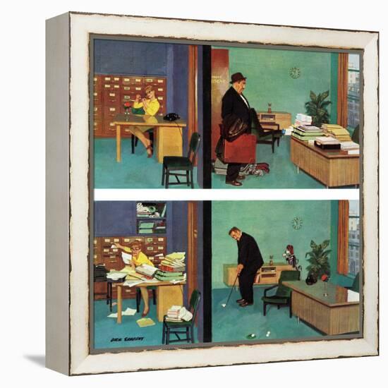 "Putting Time in the Office," February 18, 1961-Richard Sargent-Framed Premier Image Canvas