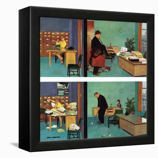 "Putting Time in the Office," February 18, 1961-Richard Sargent-Framed Premier Image Canvas