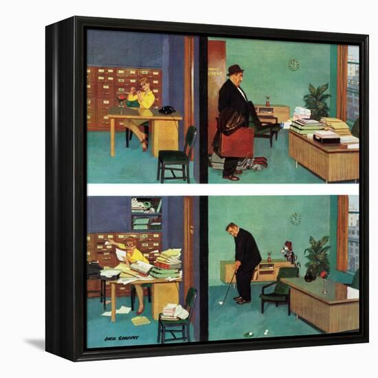 "Putting Time in the Office," February 18, 1961-Richard Sargent-Framed Premier Image Canvas