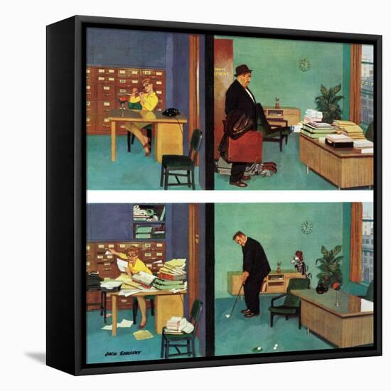 "Putting Time in the Office," February 18, 1961-Richard Sargent-Framed Premier Image Canvas