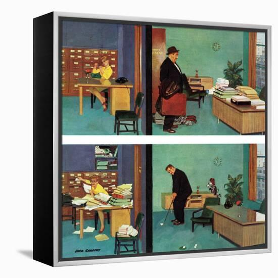 "Putting Time in the Office," February 18, 1961-Richard Sargent-Framed Premier Image Canvas