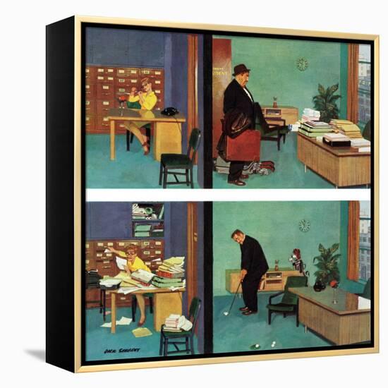 "Putting Time in the Office," February 18, 1961-Richard Sargent-Framed Premier Image Canvas