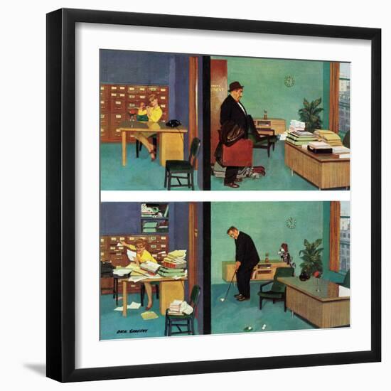 "Putting Time in the Office," February 18, 1961-Richard Sargent-Framed Giclee Print