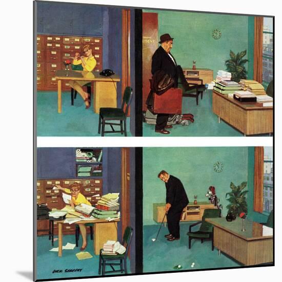 "Putting Time in the Office," February 18, 1961-Richard Sargent-Mounted Giclee Print