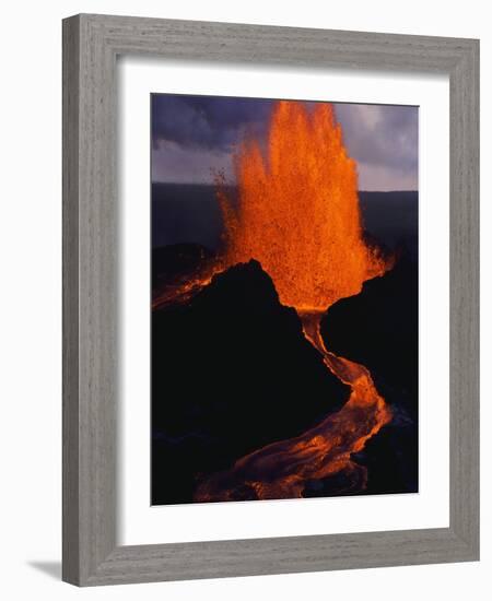 Puu Oo Crater Erupting-Jim Sugar-Framed Photographic Print