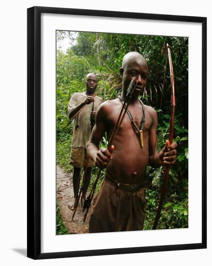 Pygmy Young Men Armed with Bows and Arrows Hunt-null-Framed Photographic Print