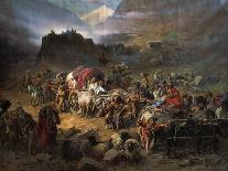 The Mountaineers Leave the Aul before Approach of the Russian Army, 1872-Pyotr Nikolayevich Grusinsky-Giclee Print