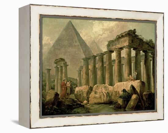 Pyramid and Temples-Hubert Robert-Framed Stretched Canvas