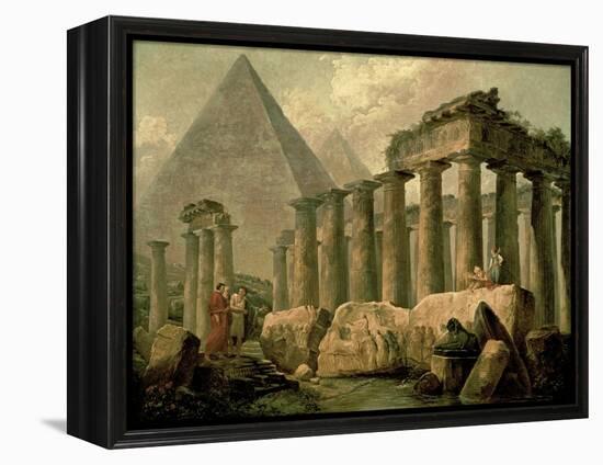 Pyramid and Temples-Hubert Robert-Framed Stretched Canvas