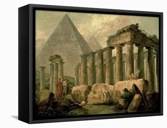 Pyramid and Temples-Hubert Robert-Framed Stretched Canvas