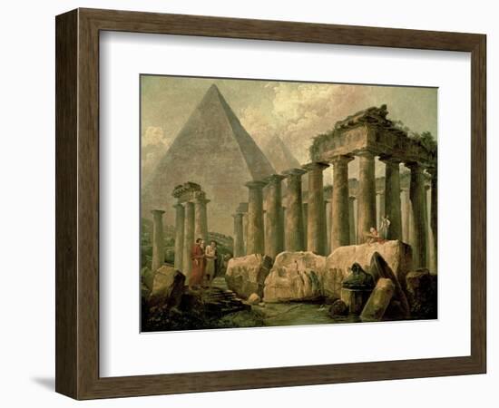 Pyramid and Temples-Hubert Robert-Framed Art Print