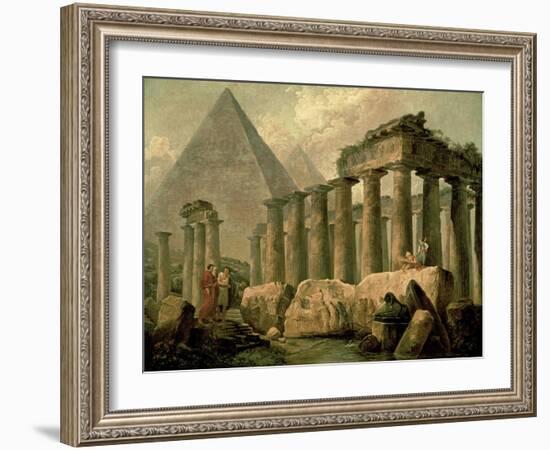 Pyramid and Temples-Hubert Robert-Framed Art Print