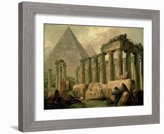 Pyramid and Temples-Hubert Robert-Framed Art Print