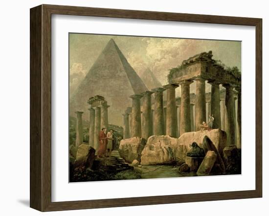 Pyramid and Temples-Hubert Robert-Framed Art Print