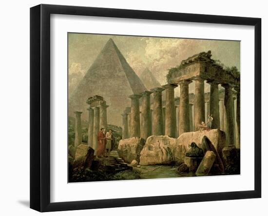 Pyramid and Temples-Hubert Robert-Framed Art Print