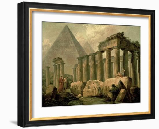 Pyramid and Temples-Hubert Robert-Framed Art Print