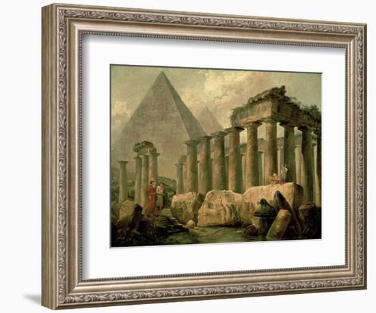 Pyramid and Temples-Hubert Robert-Framed Premium Giclee Print