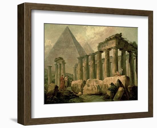 Pyramid and Temples-Hubert Robert-Framed Premium Giclee Print