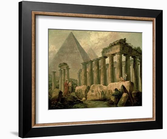 Pyramid and Temples-Hubert Robert-Framed Premium Giclee Print