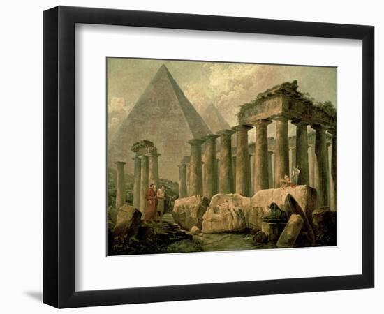 Pyramid and Temples-Hubert Robert-Framed Premium Giclee Print