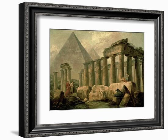 Pyramid and Temples-Hubert Robert-Framed Premium Giclee Print